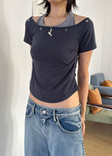 アイレット ホルター レイヤー Tシャツ (3color)