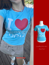 Love Blue Cotton Short Sleeve T-shirt
