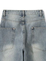 wave washed denim pants(4colors)