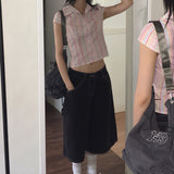 Yukil カーペンターステッチスリークウォーターバミューダデニムパンツ