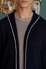 ARGYLE ZIP-UP KNIT / NAVY