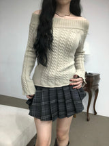 Off-Shoulder Cable Sweater