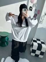 ラグランスリーストライプカラースウェットシャツ🖤🩶🤍 - 3 カラーズ