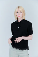 Lace polo shirt