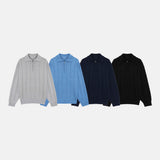 LMN Lammy Oversized Fit V-Neck Collar Half Zip-Up Knitwear (4 colors)