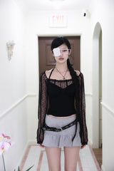 Ribbon crop halter top (2color)