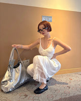 Lace Capri Balloon Wide Pants