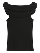 Black Macaron Bow Off Shoulder Tee