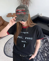 ディケンレタリングリンガー半袖Tシャツ