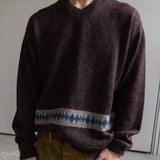 Kidmohair v-neck knit / Brown