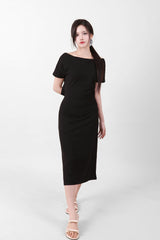 Off-Shoulder Slit Long Onepiece Black