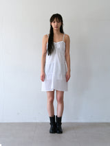 Boho Shirring Mini Dress (White)