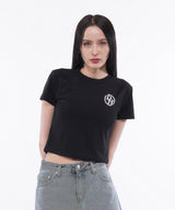 ダブルラインスタックロゴクロップTシャツ