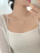 [Silver 925] two-line double ring necklace / Daily simple point