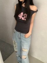 Brandon Distressed Wide-Leg Pants