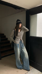 Fake two-piece knit ribbed top
