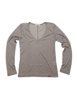 V-Neck Long-Sleeve Top (MOCHA) WOMENS