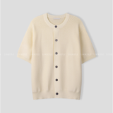  Slag Cooling Hachi Knit Short Sleeve Round Cardigan