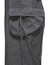 CUT OUT STRING CAGO PANTS . CHARCOAL