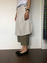 Marine button midi skirt (3color)