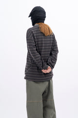Juk Collar Stripe Pigment Long Sleeve T-Shirt