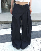 Belted wide skirt pants
