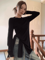 Side strap soft long-sleeve t-shirt