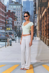 Monica V-Neck Tee (Cream Mint)