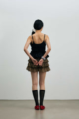 LEOPARD CANCAN MINI SKIRT PANTS / BROWN