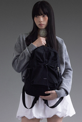 Classic Shirring Nylon Backpack – black