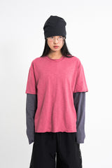 スラブクロップレイヤーTシャツ