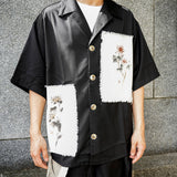 Patchwork Raw Edge Ink Wash Shirt
