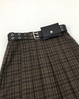 YWD PLAID PLEATS SKIRT + BELT (3color)