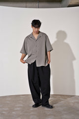 ヘリンボーンリネンレイラード 1/2 シャツ (Black)
