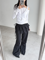 プリーツラップスカートパンツ (2color)