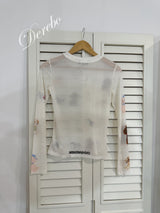 Blur Cartoon Mash Round Long Sleeve T-shirt