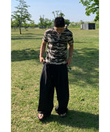 Camo Waffle Henley Neck Muscle Fit T-shirt
