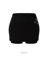 メタルアイレットミニスカートパンツ (2color)
