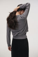 Camel round cardigan (Grey)