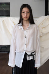 Oversized Black Button Shirt (Ivory)