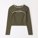 カットアウト クロップ T シャツ カーキ