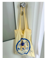 UnsocialNight Autumn New All-match Original Printed Cartoon TaichiDog Canvas Bag for Women