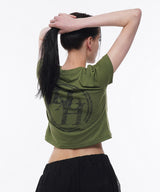 ダブルラインスタックロゴクロップTシャツ