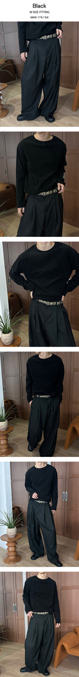 [F/W] スティーディストライプツータックワイドパンツ(2color)