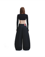 PUSH PUSH PP STRIPES PANTS ストライプワイドパンツ（ブラック）