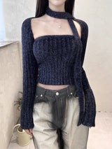 グリッターニットトップボレロカーディガンセット (3color)
