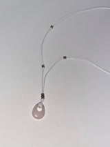 rose quarts vintage leather necklace