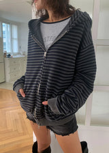 STRIPE WASHING HOOD ZIP-UP (2color)