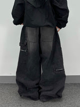 zipper carpenter double-knee pants