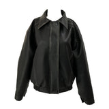ウエスタンウォッシュ ボクシーカラー レザージャケット (Black)